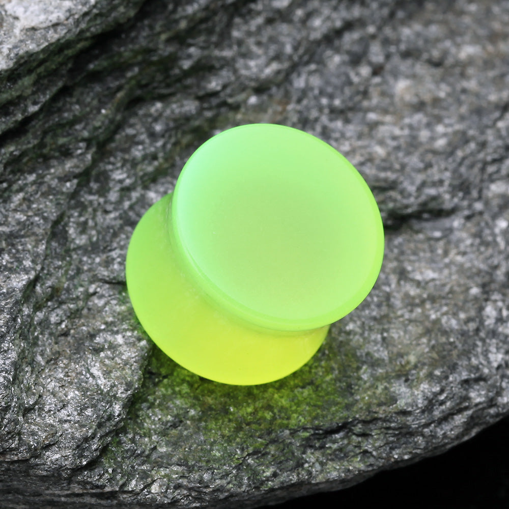 Detail View 3 of A Pair of Glow in the Dark Basic Acrylic Double Flared Ear Gauge Plug-Green