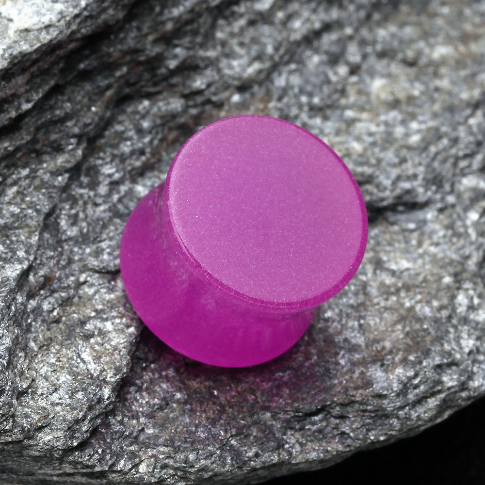 Detail View 3 of A Pair of Glow in the Dark Basic Acrylic Double Flared Ear Gauge Plug-Purple