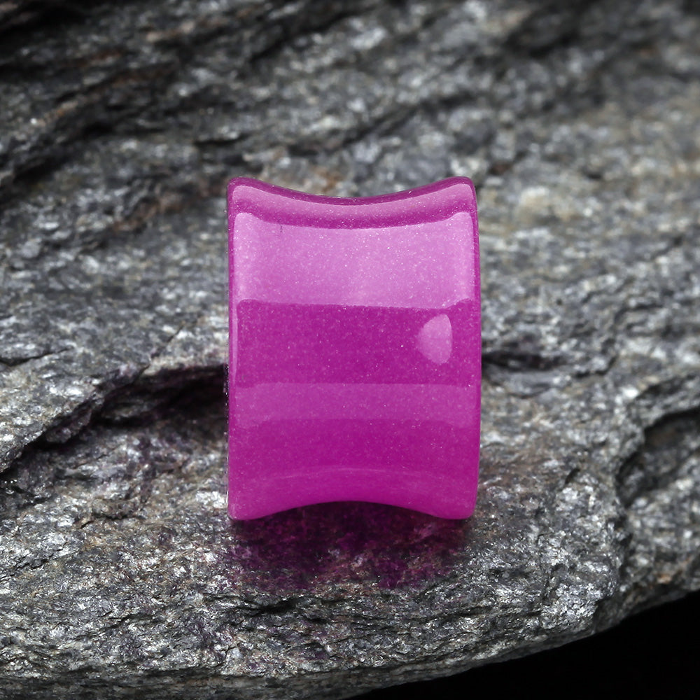 Detail View 2 of A Pair of Glow in the Dark Basic Acrylic Double Flared Ear Gauge Plug-Purple