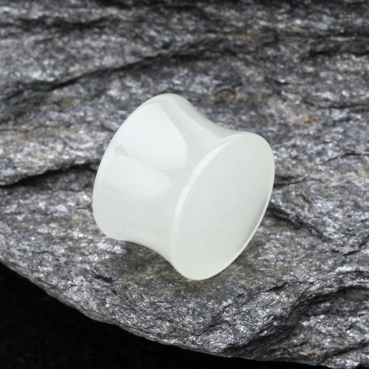 Detail View 1 of A Pair of Glow in the Dark Basic Acrylic Double Flared Ear Gauge Plug-White