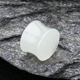 Detail View 1 of A Pair of Glow in the Dark Basic Acrylic Double Flared Ear Gauge Plug-White