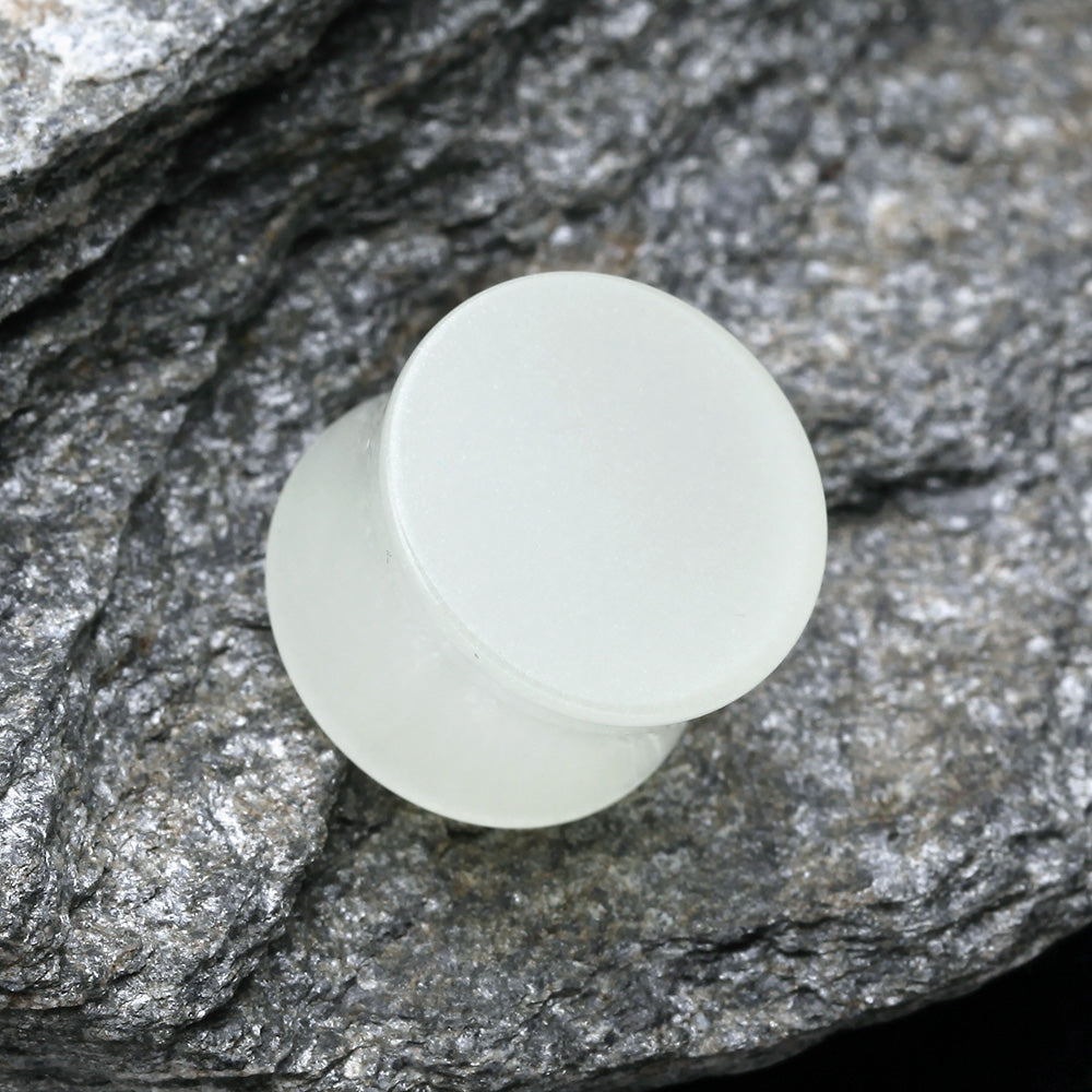 Detail View 3 of A Pair of Glow in the Dark Basic Acrylic Double Flared Ear Gauge Plug-White