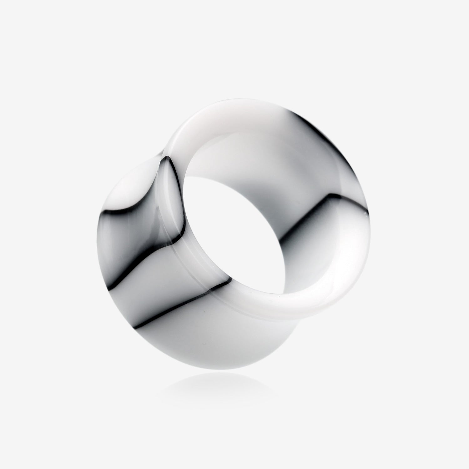 A Pair of Marble Swirl Acrylic Double Flared Ear Gauge Tunnel Plug-White