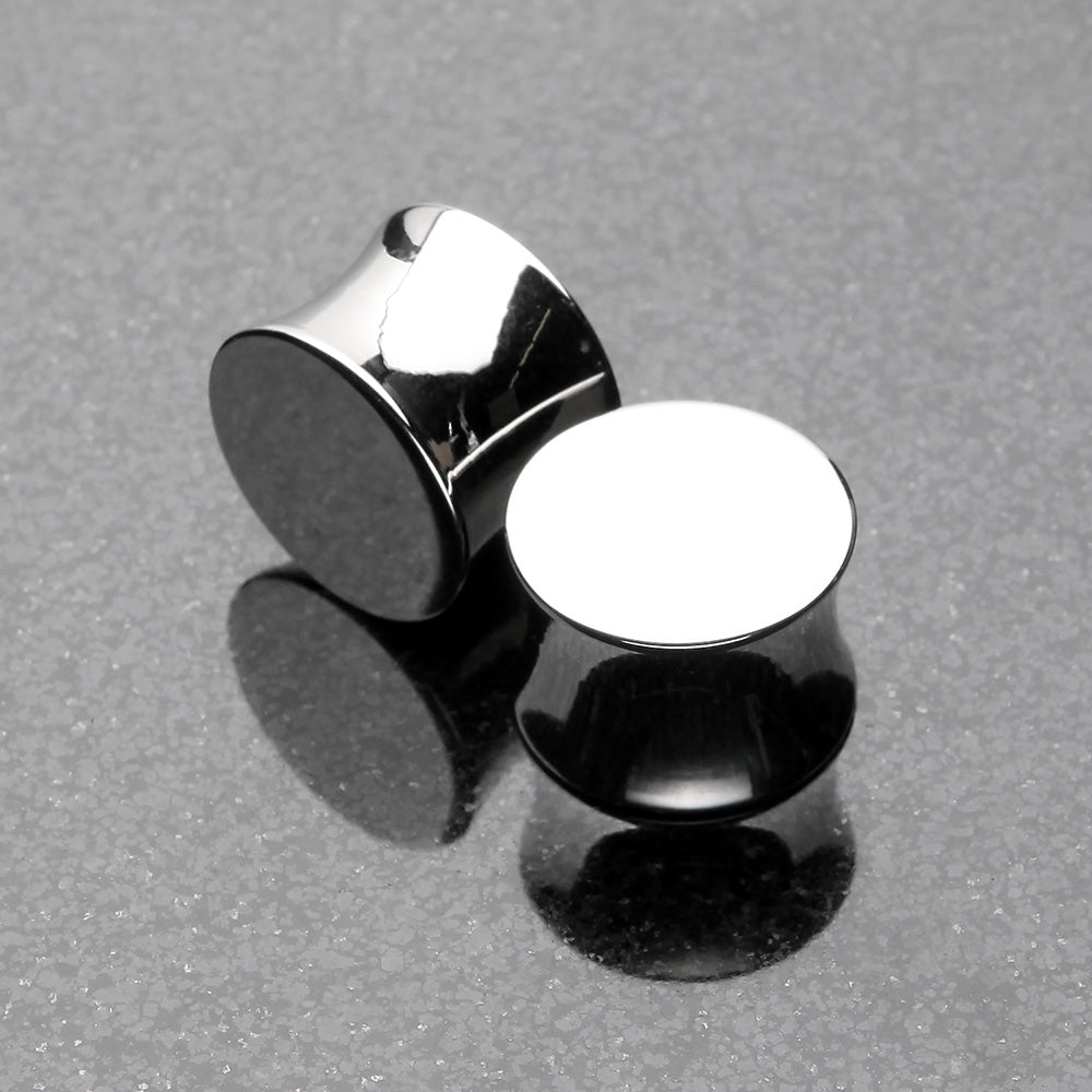 A Pair of Basic Steel Solid Double Flared Ear Gauge Plug