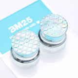 Detail View 3 of A Pair of Iridescent Aurora Mermaid Scale Glass Double Flared Plug