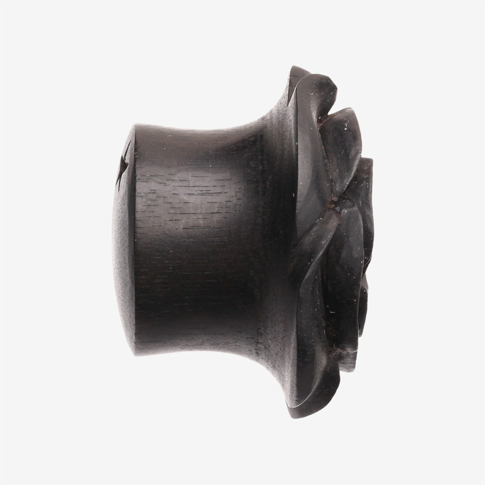 Detail View 3 of A Pair of Rosebud Full Bloom Arang Wood Double Flared Plug