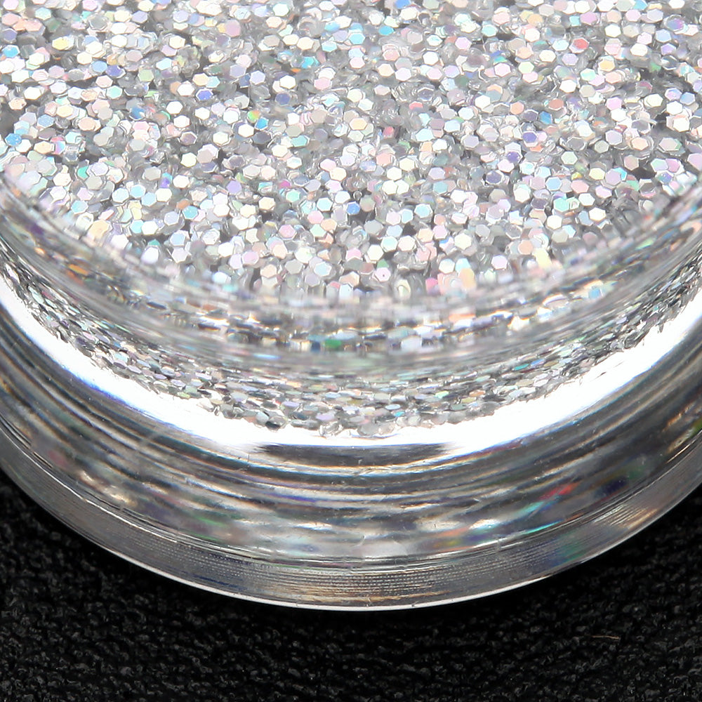 Detail View 4 of A Pair of Ultra Shine Glittered Double Flared Acrylic Ear Gauge Plug-Aurora Borealis