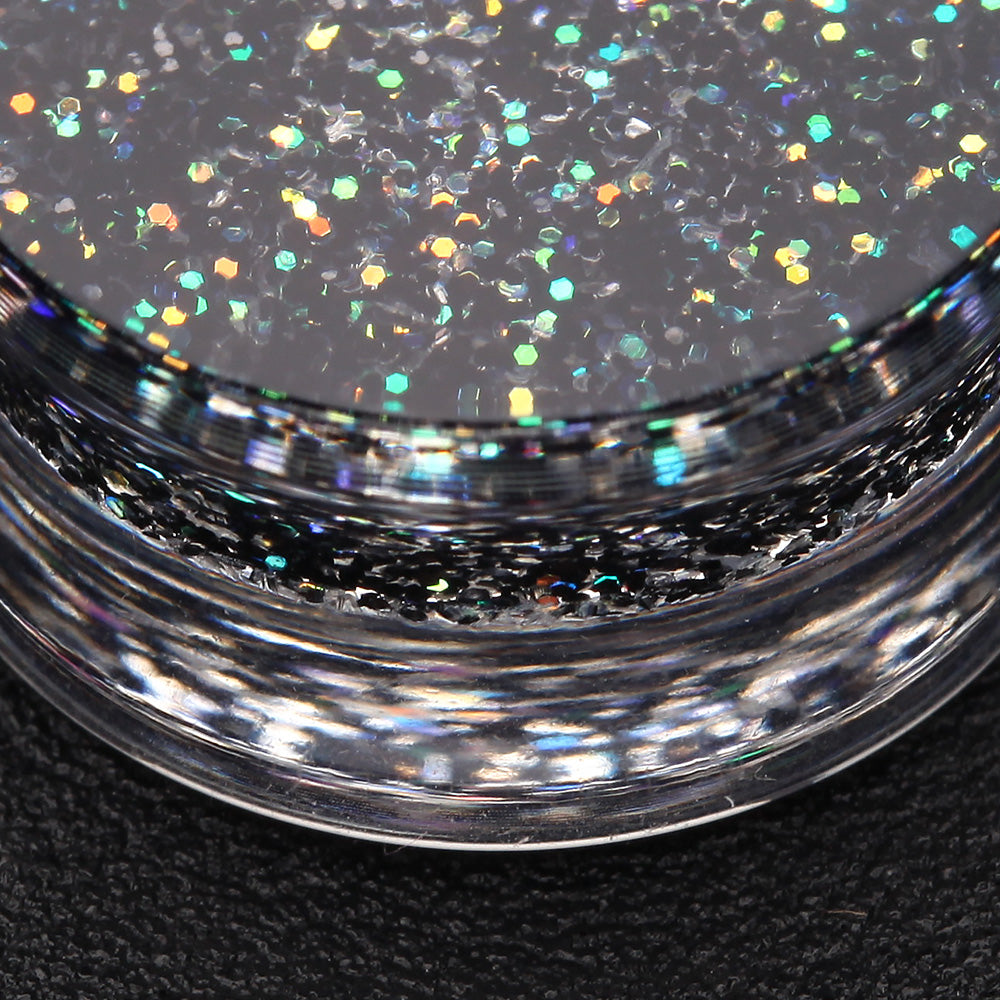 Detail View 4 of A Pair of Ultra Shine Glittered Double Flared Acrylic Ear Gauge Plug-Black