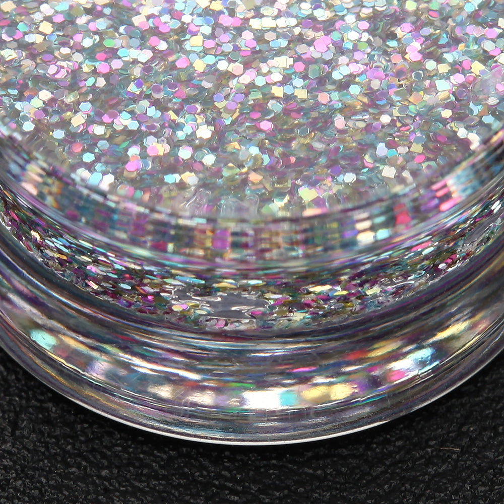 Detail View 4 of A Pair of Ultra Shine Glittered Double Flared Acrylic Ear Gauge Plug-Rainbow