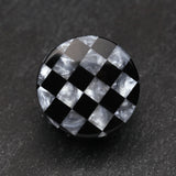 Detail View 2 of A Pair of Marble Checker Double Flared Ear Gauge Plug-Black
