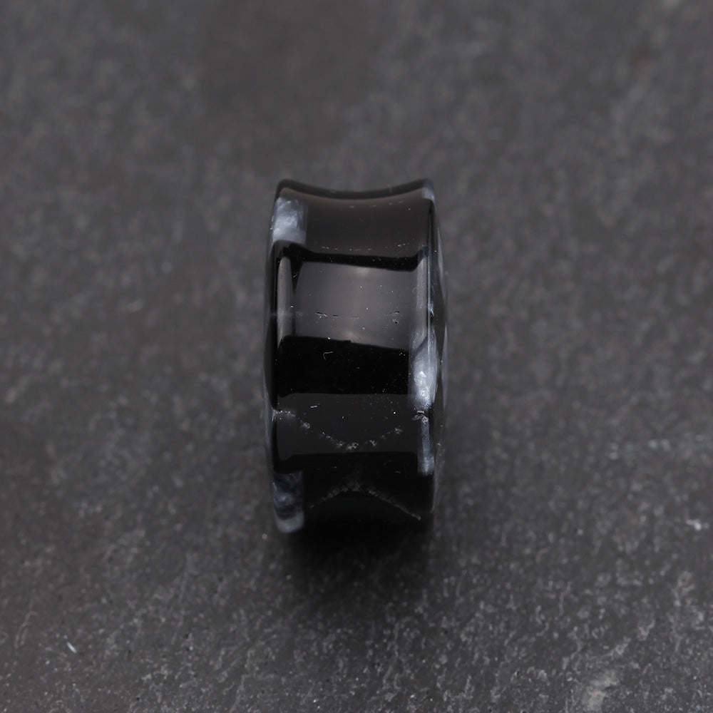 Detail View 3 of A Pair of Marble Checker Double Flared Ear Gauge Plug-Black