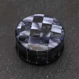 Detail View 1 of A Pair of Marble Checker Double Flared Ear Gauge Plug-Gray