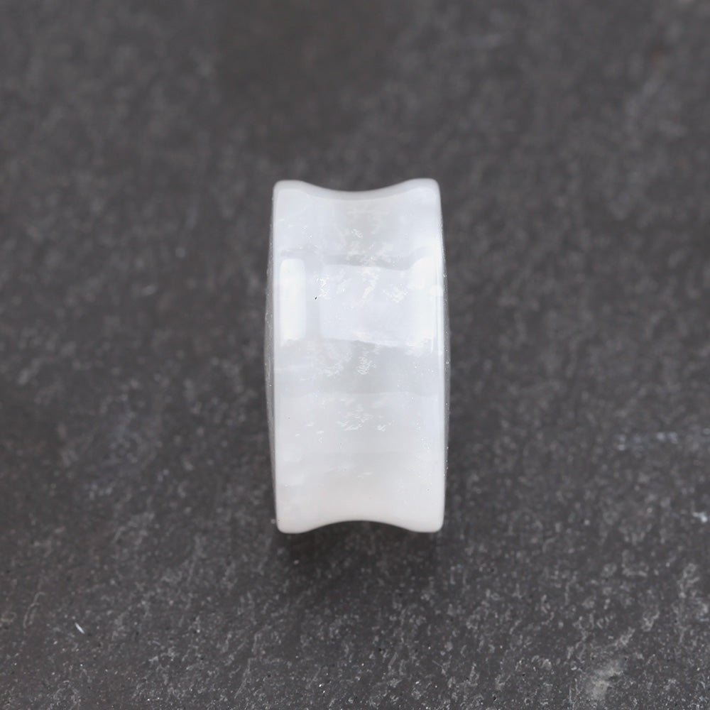 Detail View 3 of A Pair of Marble Checker Double Flared Ear Gauge Plug-White