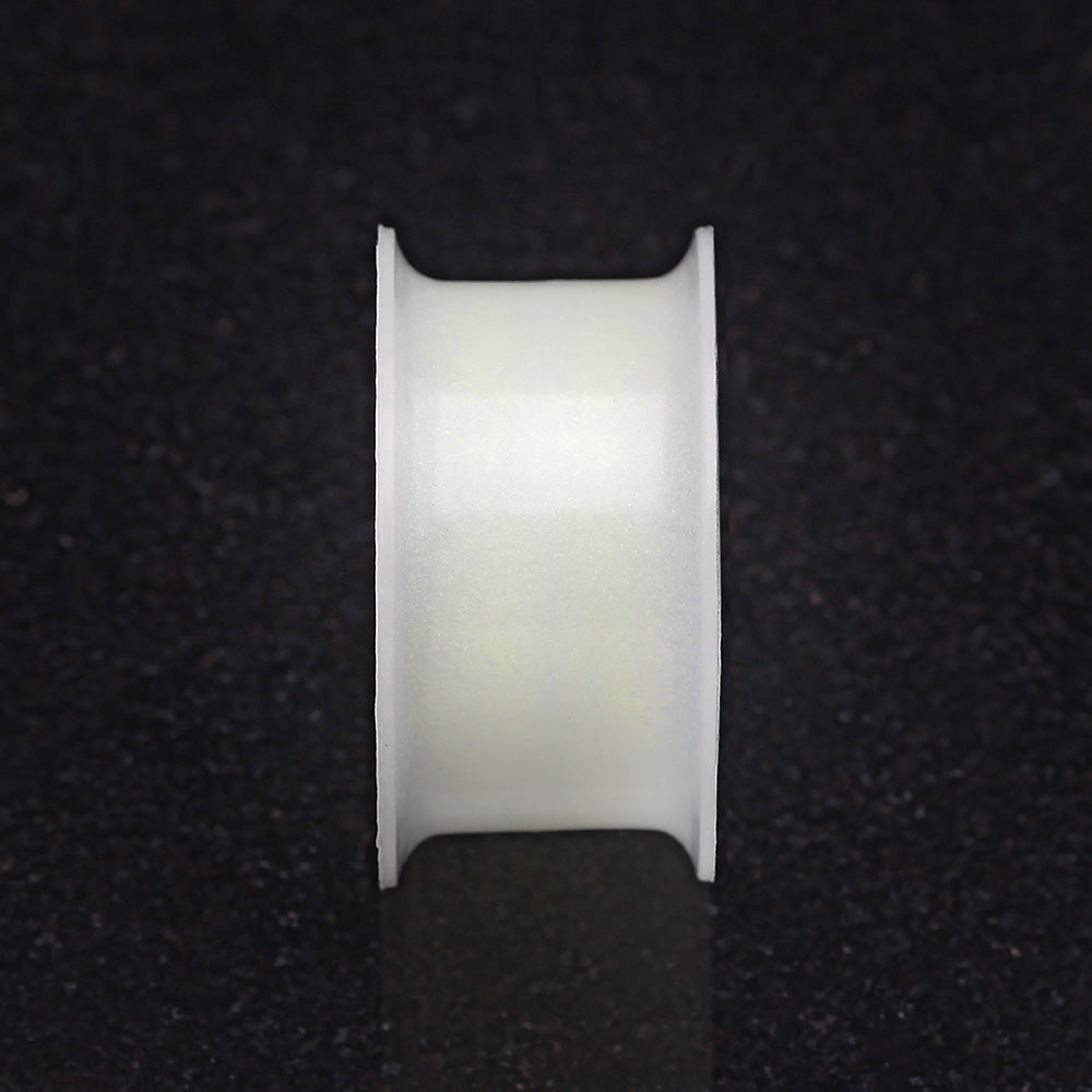 Detail View 3 of A Pair of Glow in the Dark Ultra Thin Flexible Silicone Ear Skin Double Flared Tunnel Plug-Clear Gem/White