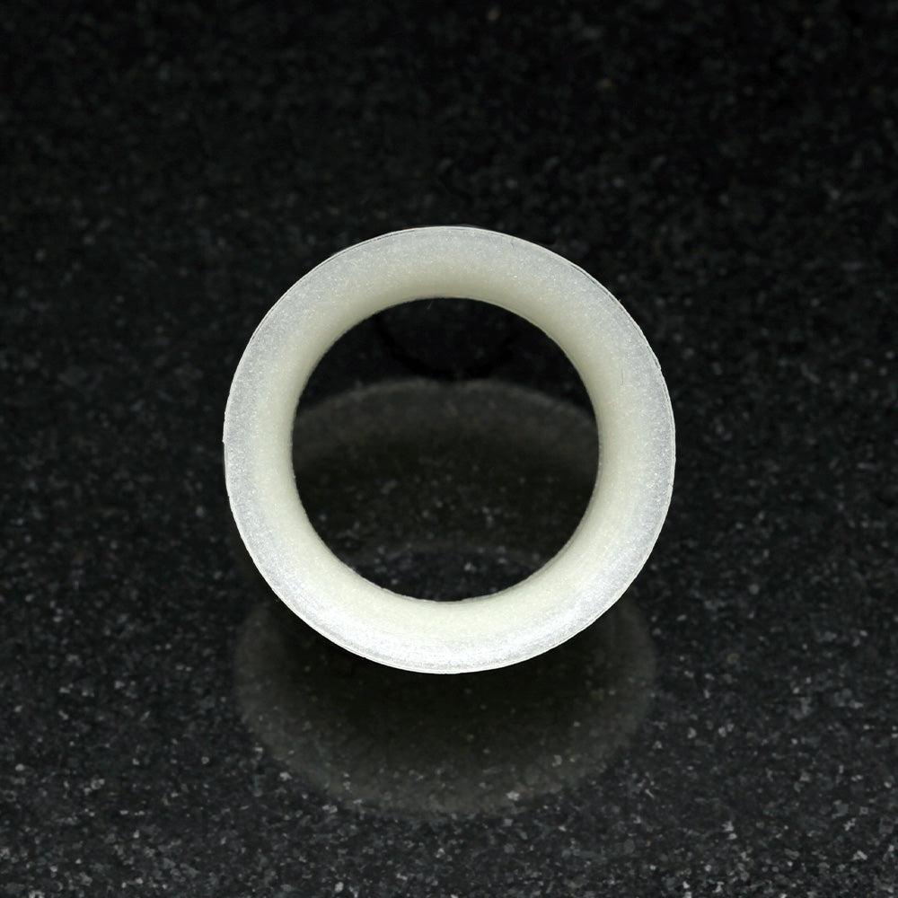 Detail View 2 of A Pair of Glow in the Dark Ultra Thin Flexible Silicone Ear Skin Double Flared Tunnel Plug-Clear Gem/White
