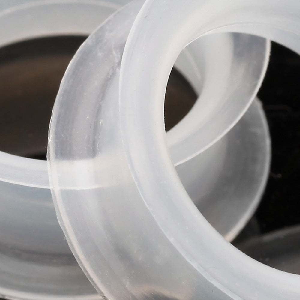 Detail View 4 of A Pair of Ultra Thin Flexible Silicone Ear Skin Double Flared Tunnel Plug-Clear Gem