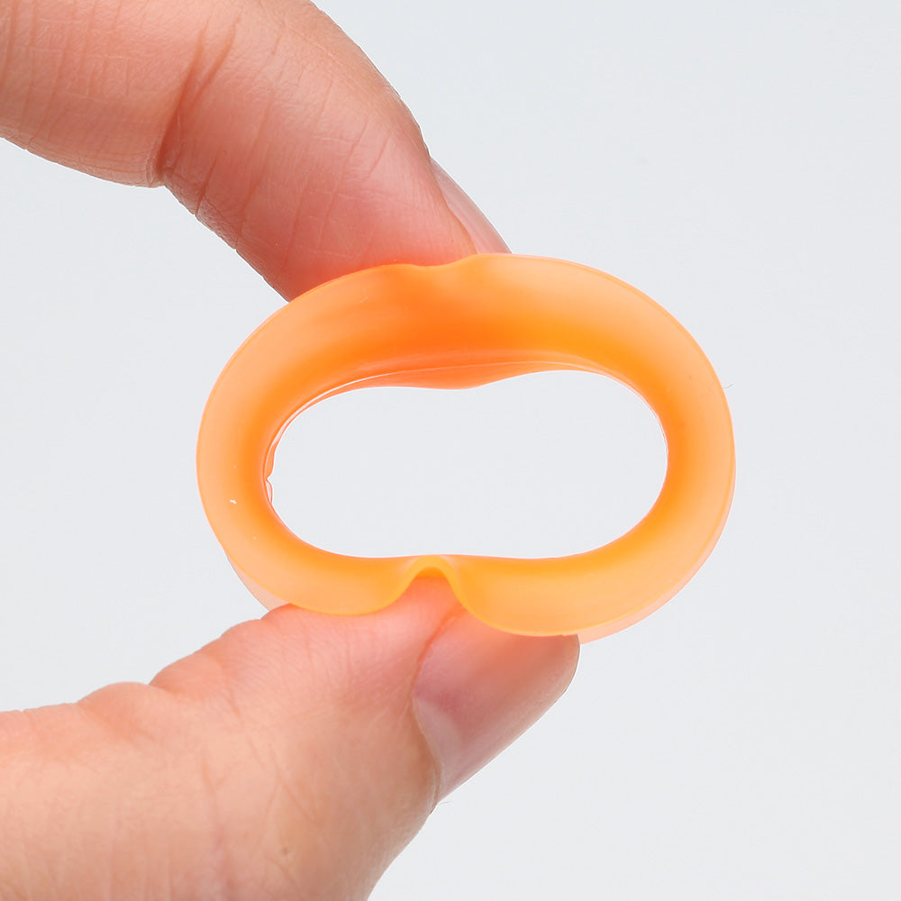 Detail View 2 of A Pair of Ultra Thin Flexible Silicone Ear Skin Double Flared Tunnel Plug-Orange