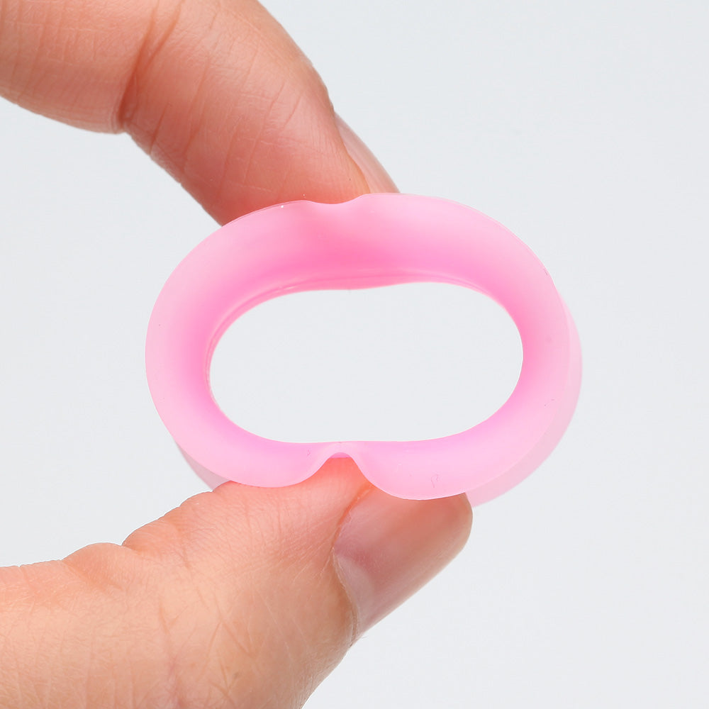 Detail View 2 of A Pair of Ultra Thin Flexible Silicone Ear Skin Double Flared Tunnel Plug-Pink