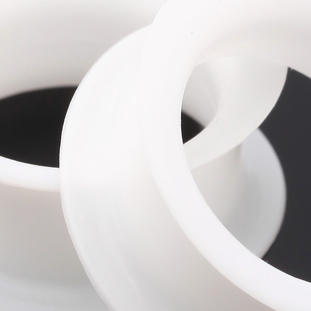 Detail View 4 of A Pair of Ultra Thin Flexible Silicone Ear Skin Double Flared Tunnel Plug-White