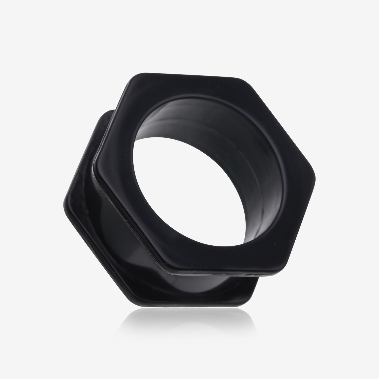 A Pair of Hexagon Bolt Flexible Silicone Double Flared Ear Gauge Tunnel Plug-Black