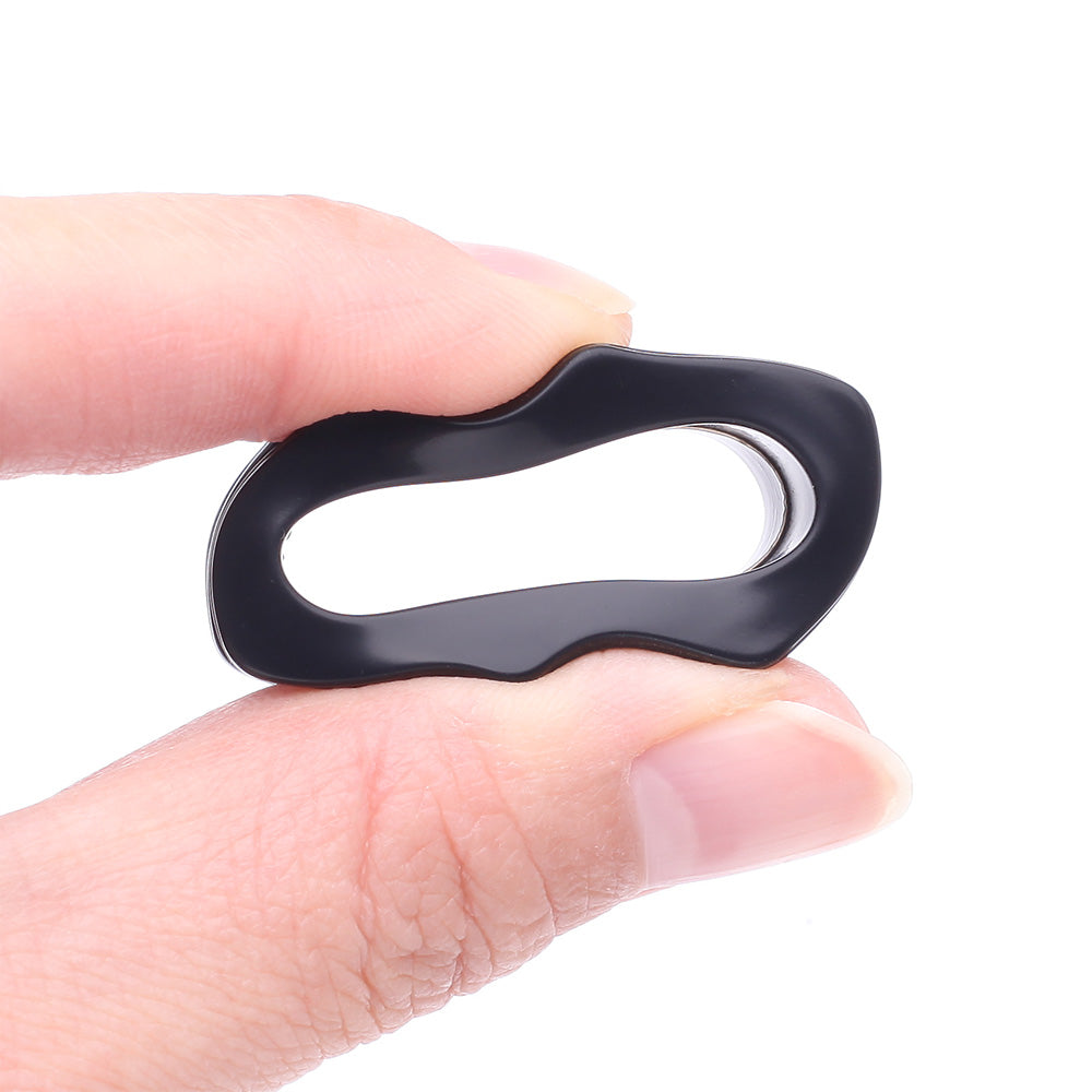 Detail View 3 of A Pair of Hexagon Bolt Flexible Silicone Double Flared Ear Gauge Tunnel Plug-Black