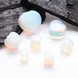 Detail View 2 of A Pair of Opalite Heart Stone Double Flared Plug