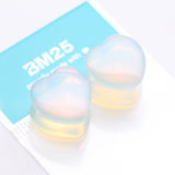 Detail View 3 of A Pair of Opalite Heart Stone Double Flared Plug