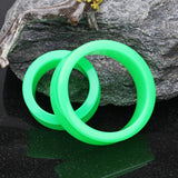 Detail View 1 of A Pair of Supersize Neon Colored UV Acrylic Double Flared Ear Gauge Tunnel Plug -Green