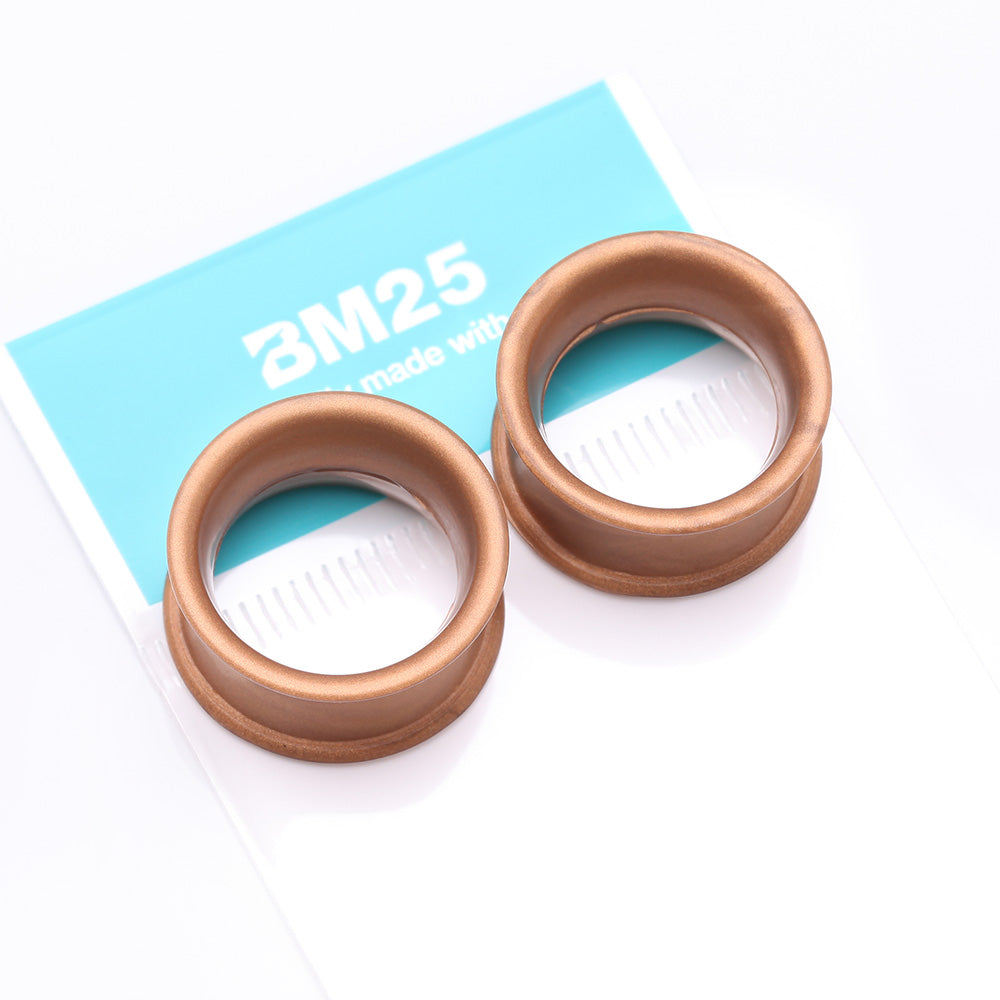 Detail View 4 of A Pair of Ultra Flexible Metallic Bronze Silicone Double Flared Tunnel Plug