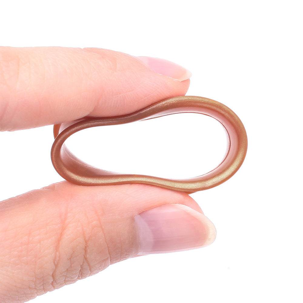 Detail View 3 of A Pair of Ultra Flexible Metallic Bronze Silicone Double Flared Tunnel Plug