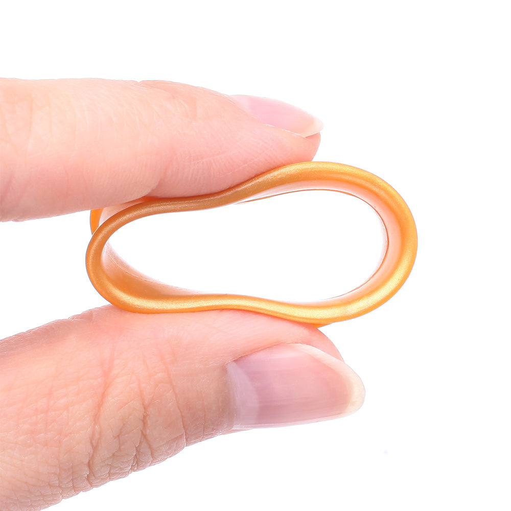 Detail View 3 of A Pair of Ultra Flexible Metallic Gold Silicone Double Flared Tunnel Plug