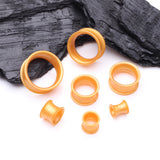 Detail View 2 of A Pair of Ultra Flexible Metallic Gold Silicone Double Flared Tunnel Plug