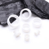 Detail View 2 of A Pair of Ultra Flexible White Silicone Double Flared Tunnel Plug