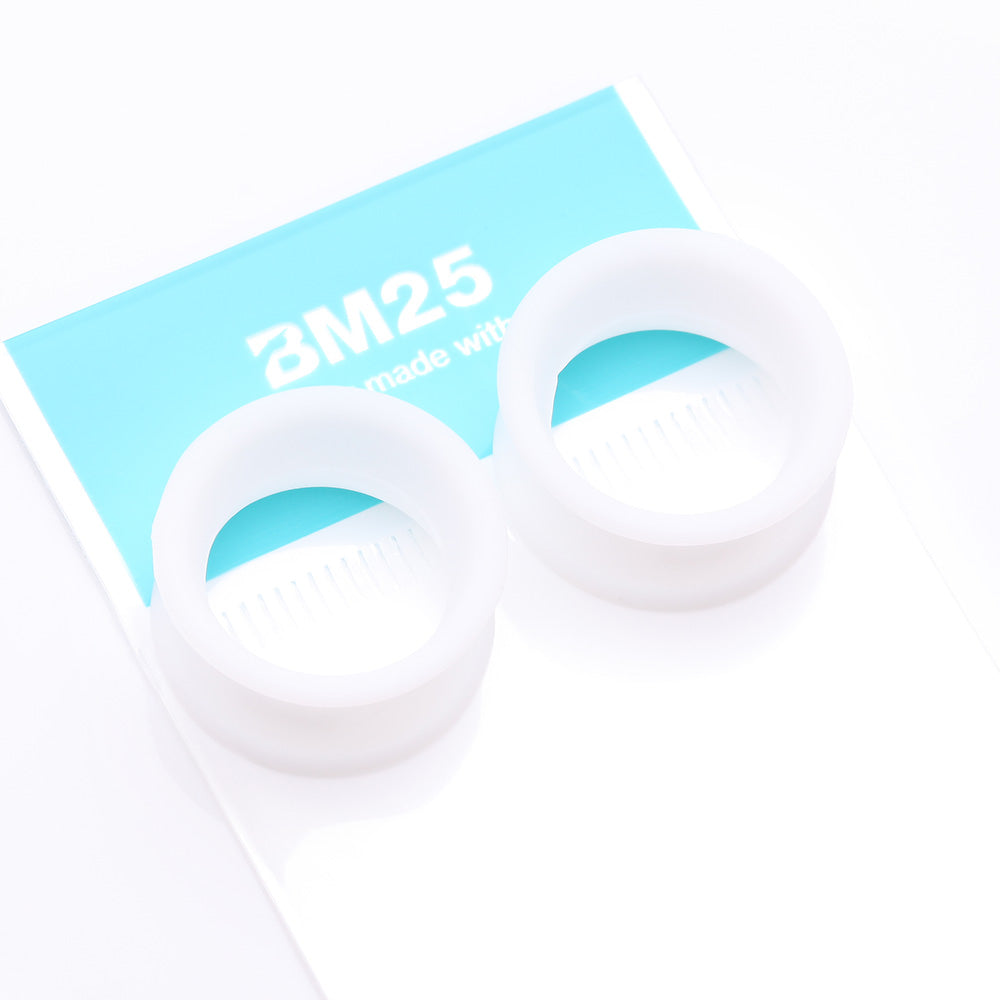 Detail View 4 of A Pair of Ultra Flexible White Silicone Double Flared Tunnel Plug