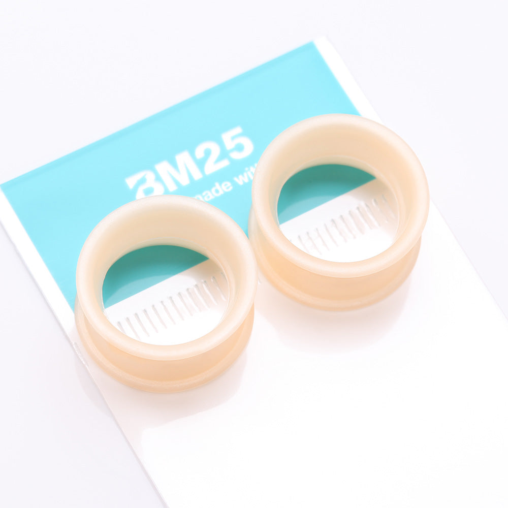 Detail View 4 of A Pair of Ultra Flexible Peach Silicone Double Flared Tunnel Plug