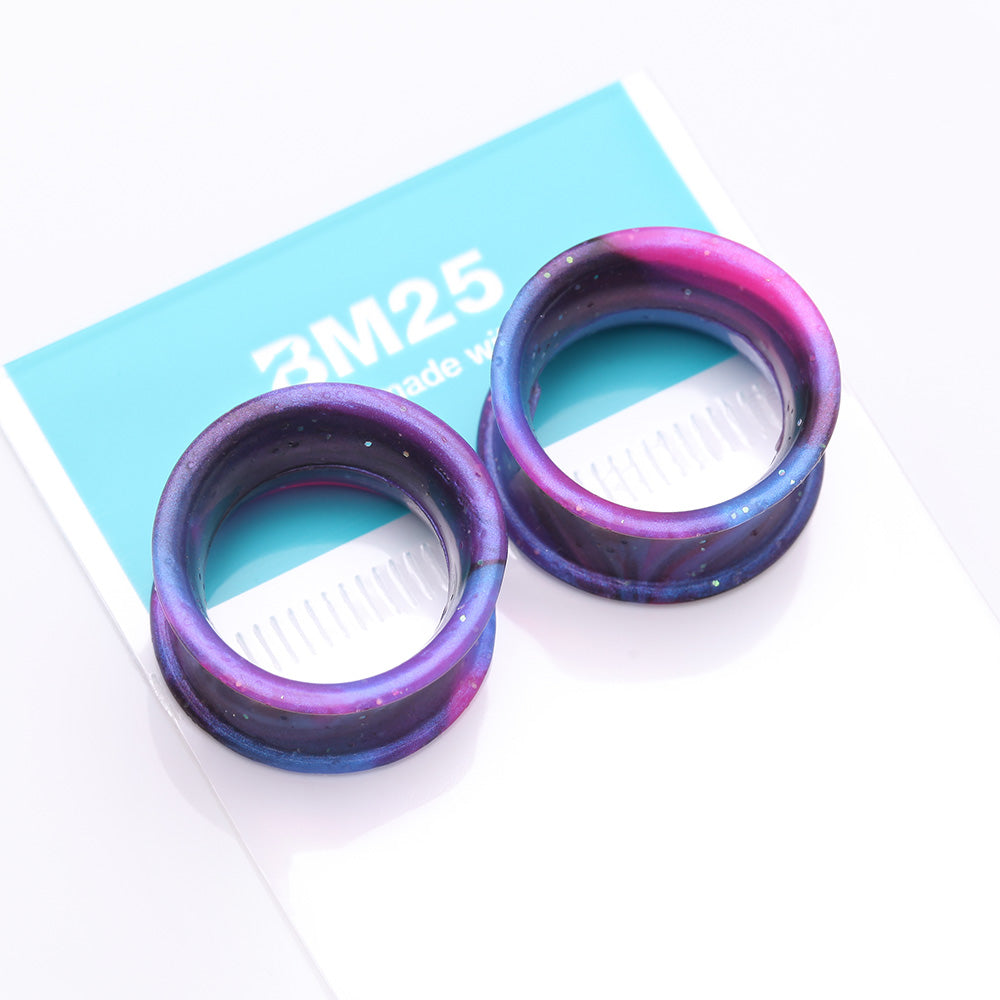 Detail View 4 of A Pair of Ultra Flexible Cosmo Galaxy Silicone Double Flared Tunnel Plug