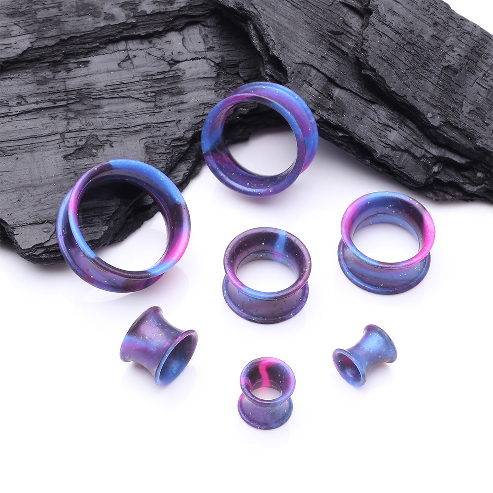 Detail View 2 of A Pair of Ultra Flexible Cosmo Galaxy Silicone Double Flared Tunnel Plug