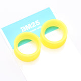 Detail View 4 of A Pair of Ultra Flexible Pastel Yellow Silicone Double Flared Tunnel Plug