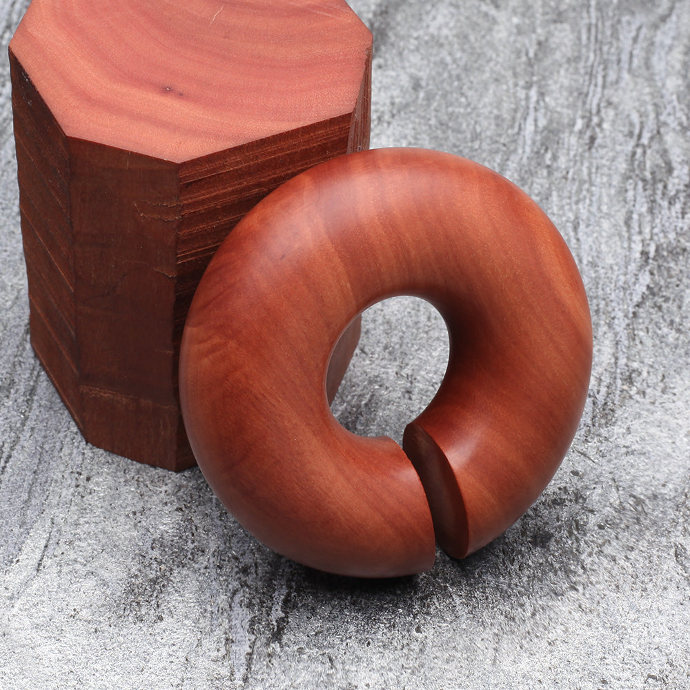 Detail View 3 of A Pair of Sabo Wood Hoop Hanger Plug-Orange/Brown