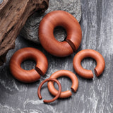 Detail View 2 of A Pair of Sabo Wood Hoop Hanger Plug-Orange/Brown