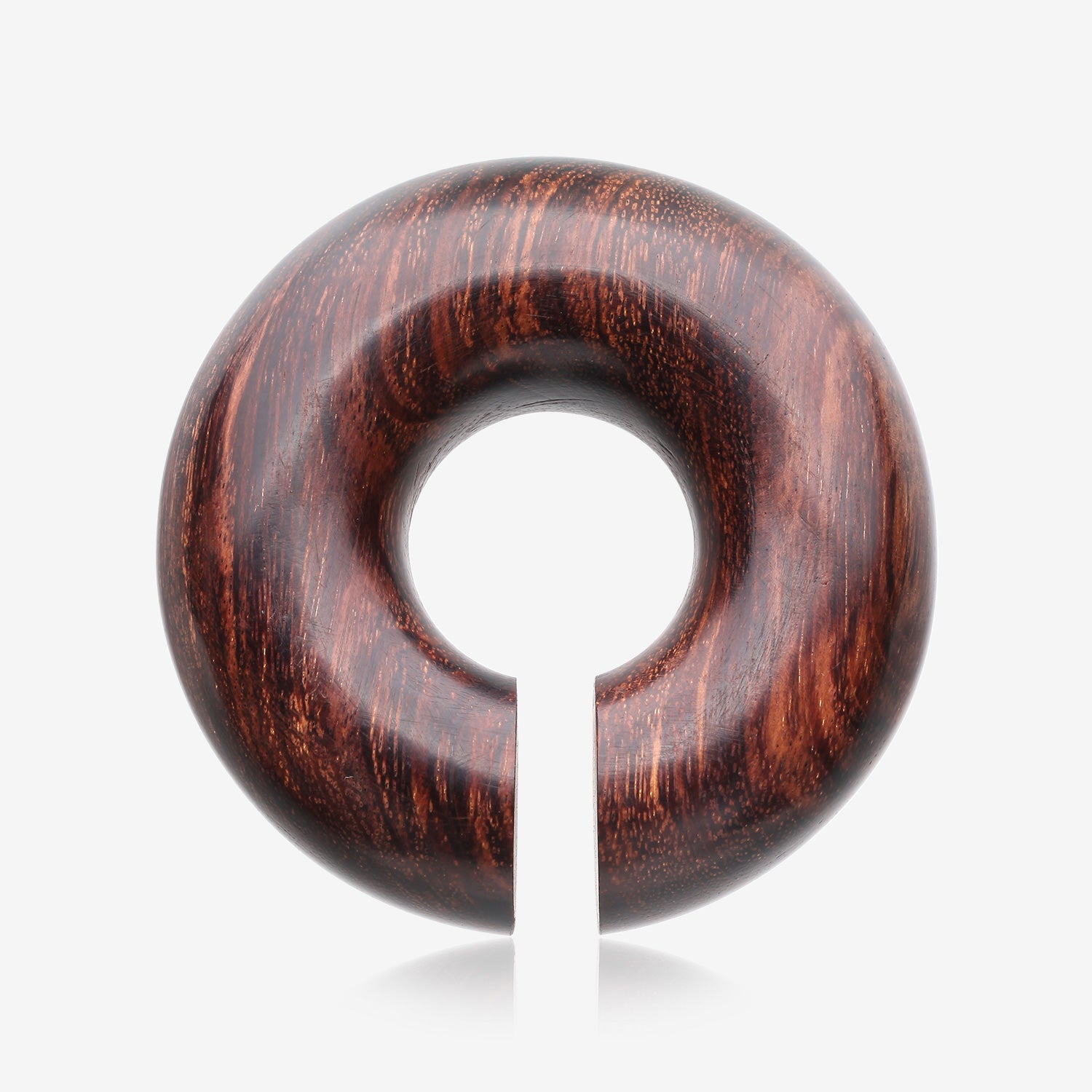 A Pair Of Dark Tamarind Wood Hoop Hanger Plug