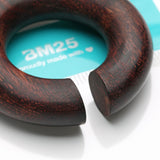 Detail View 3 of A Pair Of Dark Tamarind Wood Hoop Hanger Plug