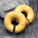 Detail View 1 of A Pair of Jackfruit Wood Hoop Hanger Plug-Yellow