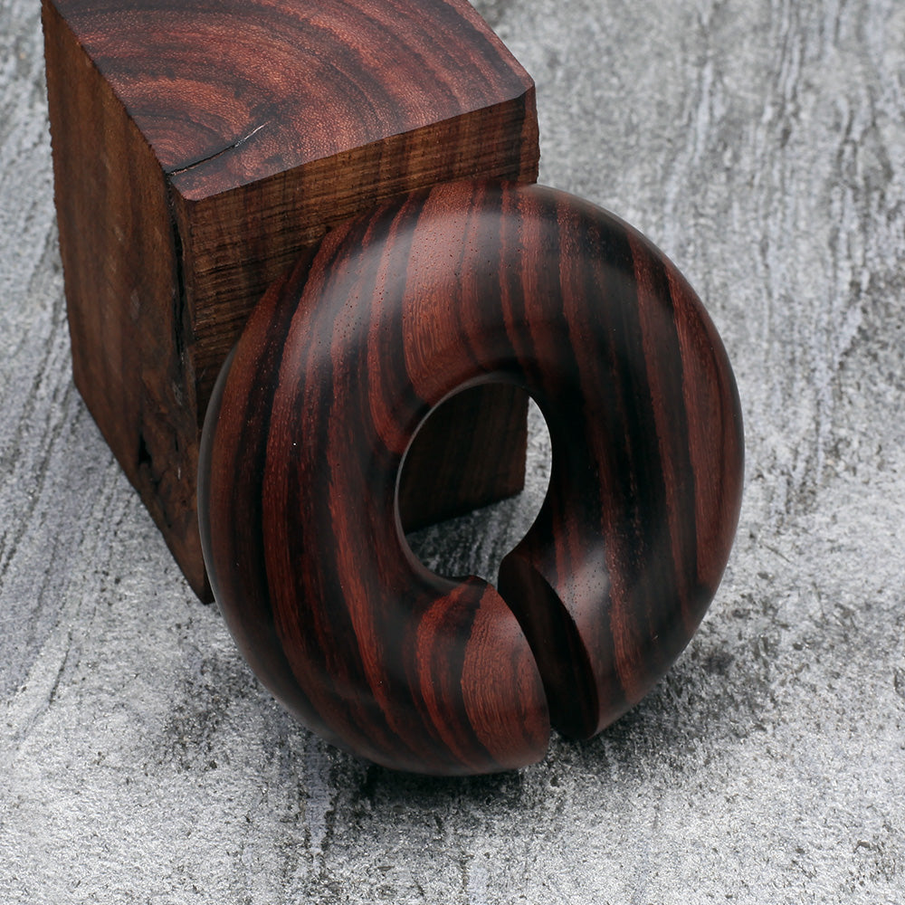 Detail View 3 of A Pair of Rosewood Hoop Hanger Plug-Orange/Brown