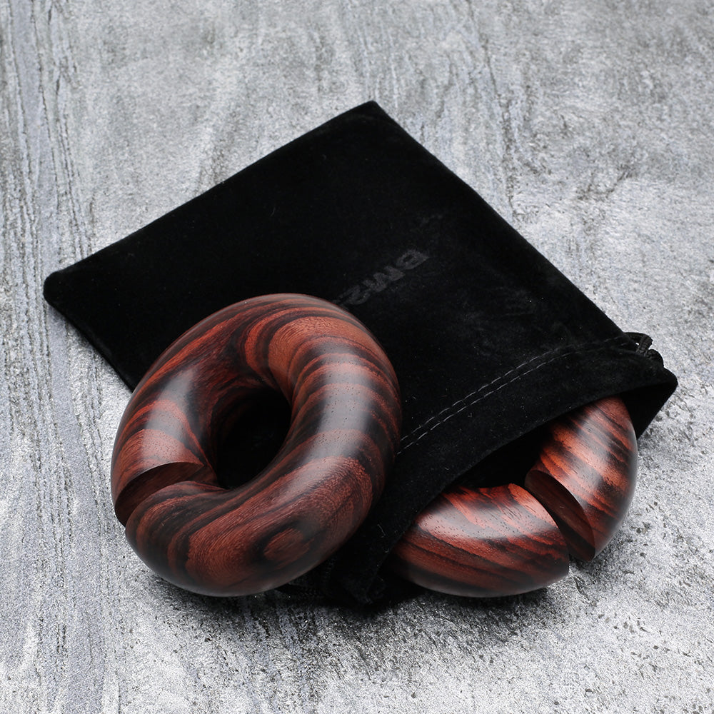 Detail View 4 of A Pair of Rosewood Hoop Hanger Plug-Orange/Brown
