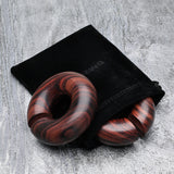 Detail View 4 of A Pair of Rosewood Hoop Hanger Plug-Orange/Brown