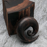 Detail View 3 of A Pair of Tiger Ebony Wood Spiral Hanger Plug-Black