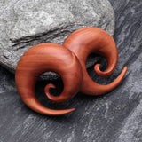 Detail View 1 of A Pair of Sabo Wood Spiral Hanger Plug-Orange/Brown