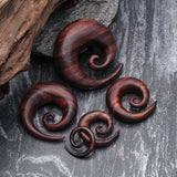 Detail View 2 of A Pair of Rosewood Spiral Hanger Plug-Orange/Brown