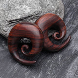 Detail View 1 of A Pair of Rosewood Spiral Hanger Plug-Orange/Brown